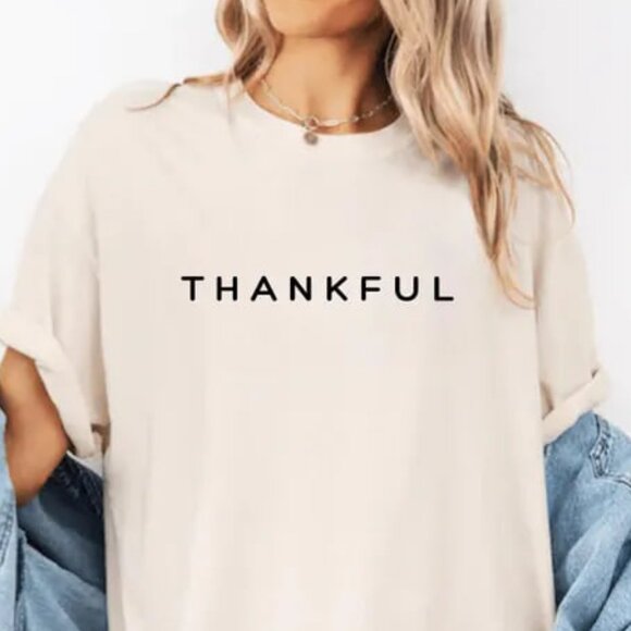 Tops - Thankful Shirt, Thanksgiving Shirt, Religious Tee, Retro Thanksgiving Shirt
